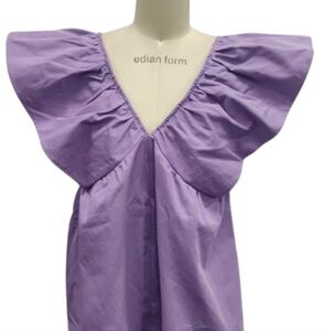 NWT Orange Day +Moon Ruffle Sleeve Women's Dress